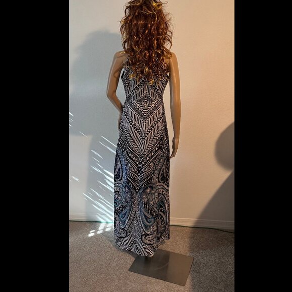 White House Black Market Sleeveless V-Neck Tribal Print HiLo Dress Sz 2 EUC $170 - Picture 8 of 14